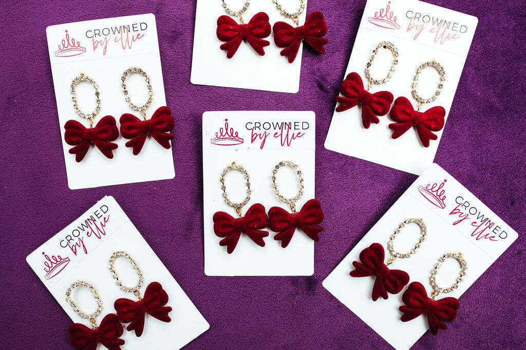 Valentine's Day Bow Earrings - Crowned By Ellie