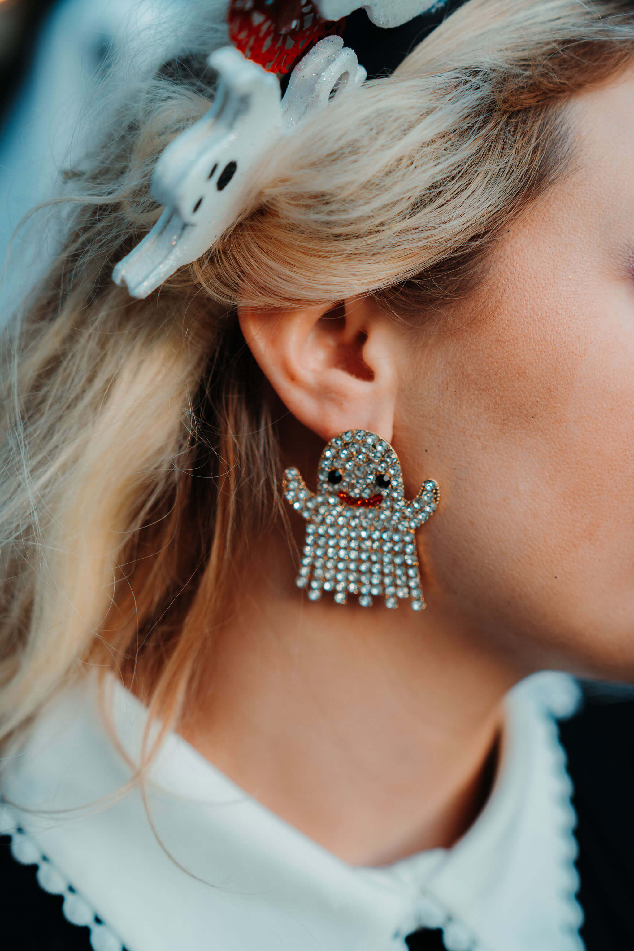 Rhinestone Ghost Earrings - Crowned By Ellie