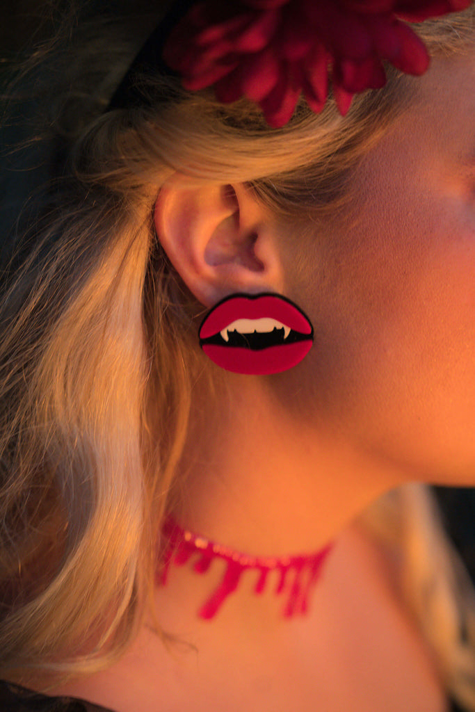Vampire Mouth Lip Stud Earrings - Crowned By Ellie