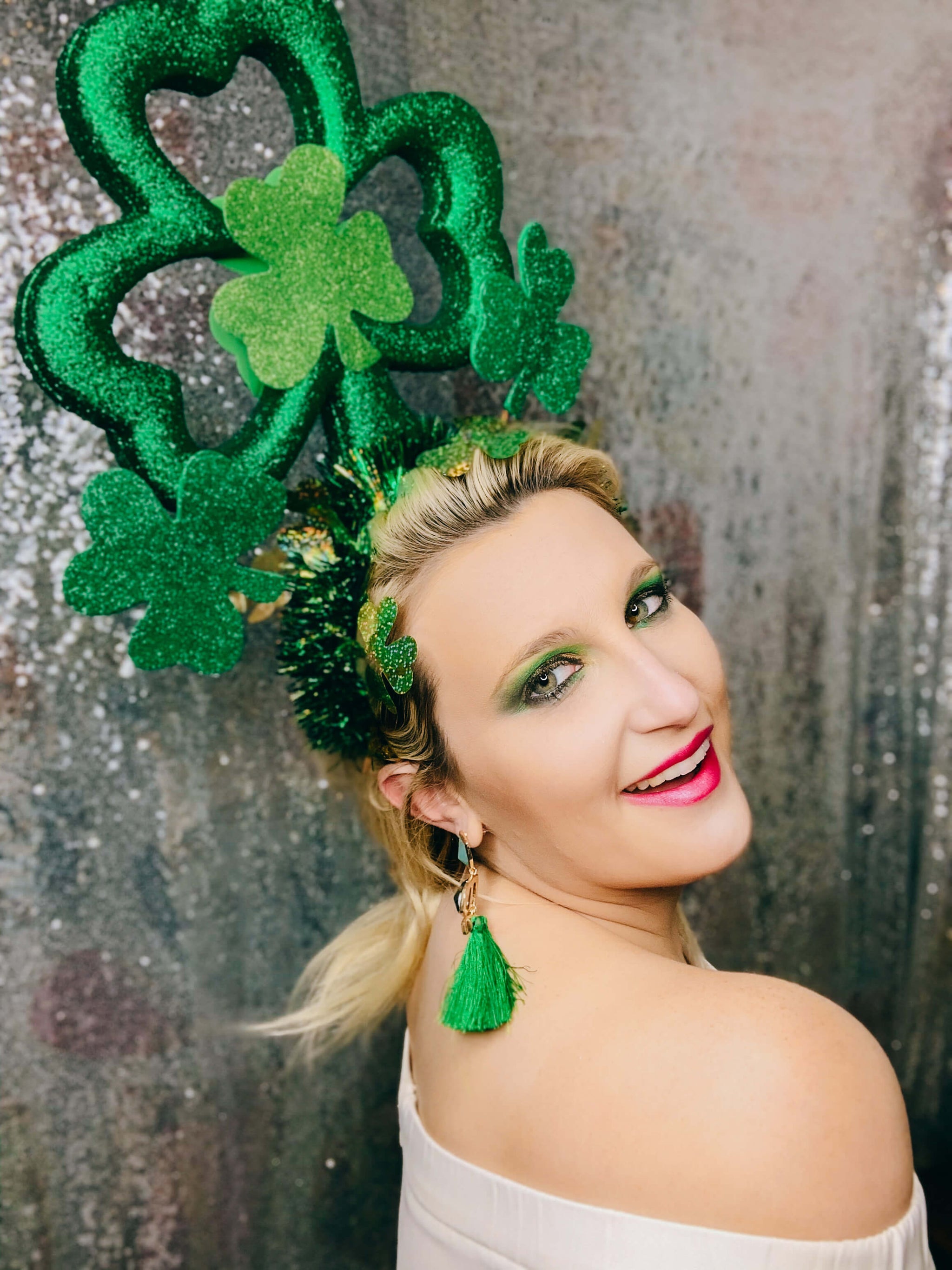 St Patrick\'s  Green  Oversized Rosette Headband Twine and Love | St. Patrick main image 2