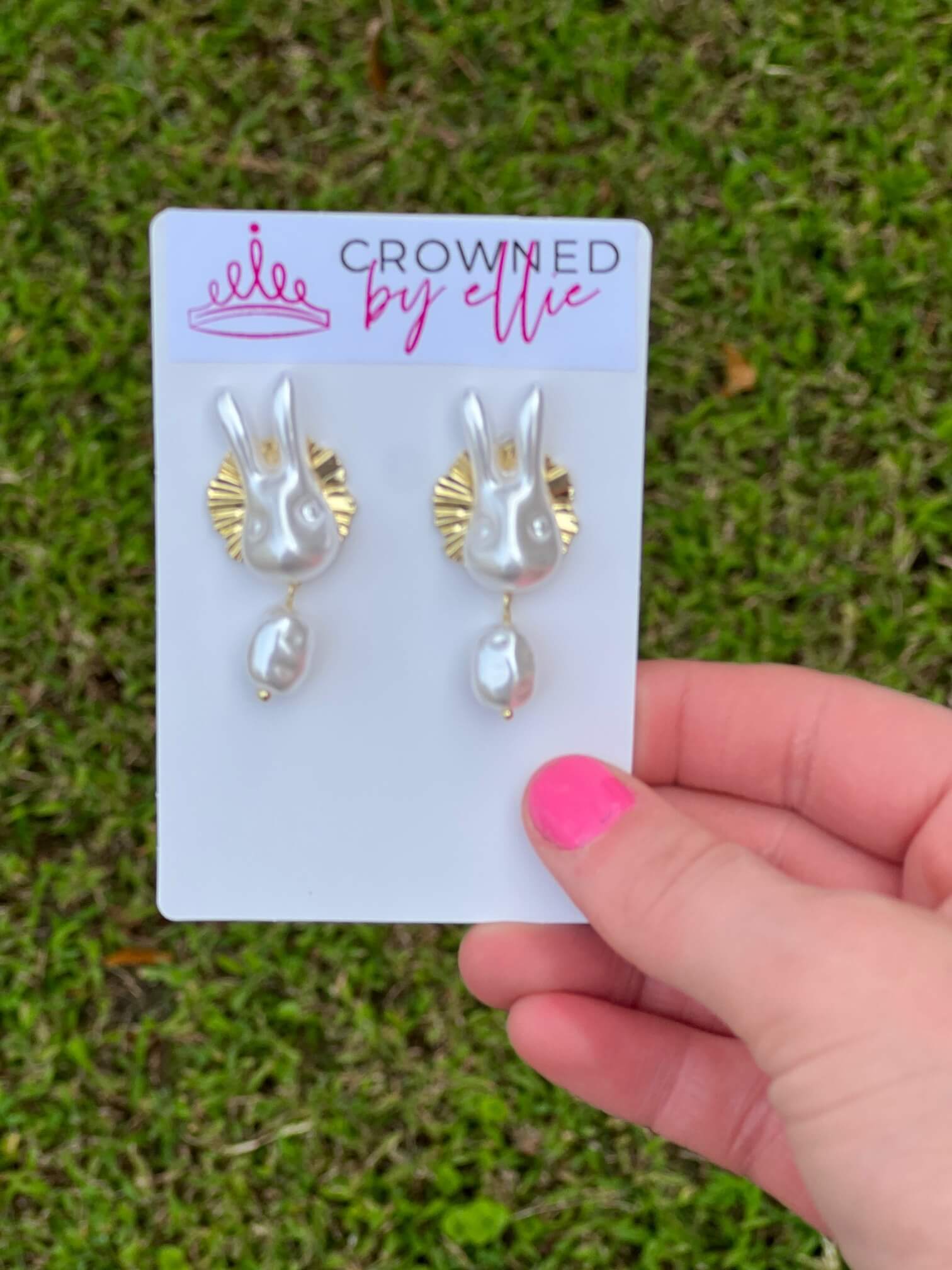 Pearl Bunny Earrings - Crowned By Ellie