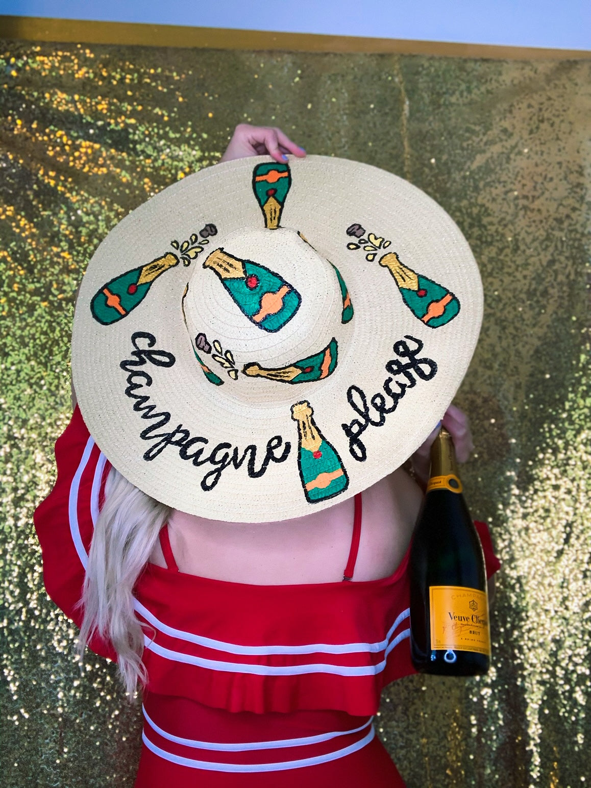 Champagne Bottle Floppy Hat - Crowned By Ellie