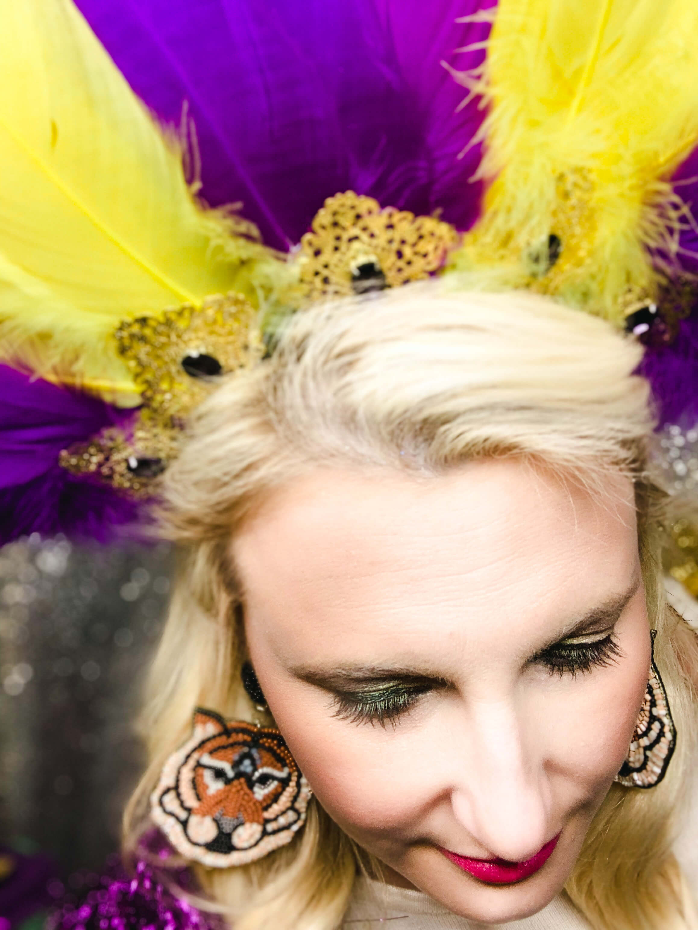 LSU Purple, Yellow & Gold Feather Headpiece - Crowned By Ellie