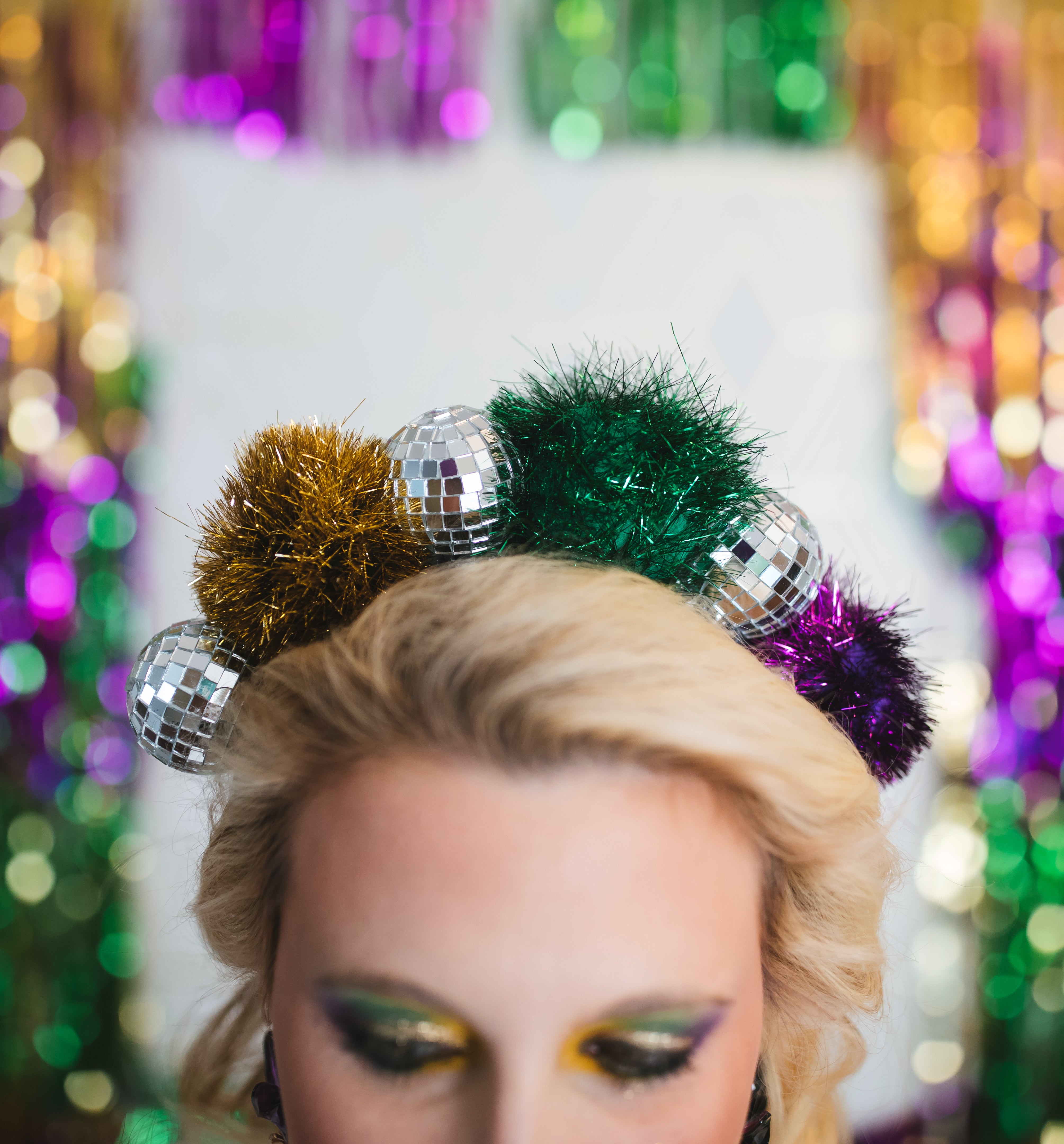 Mardi Gras Disco Ball Headpiece - Crowned By Ellie