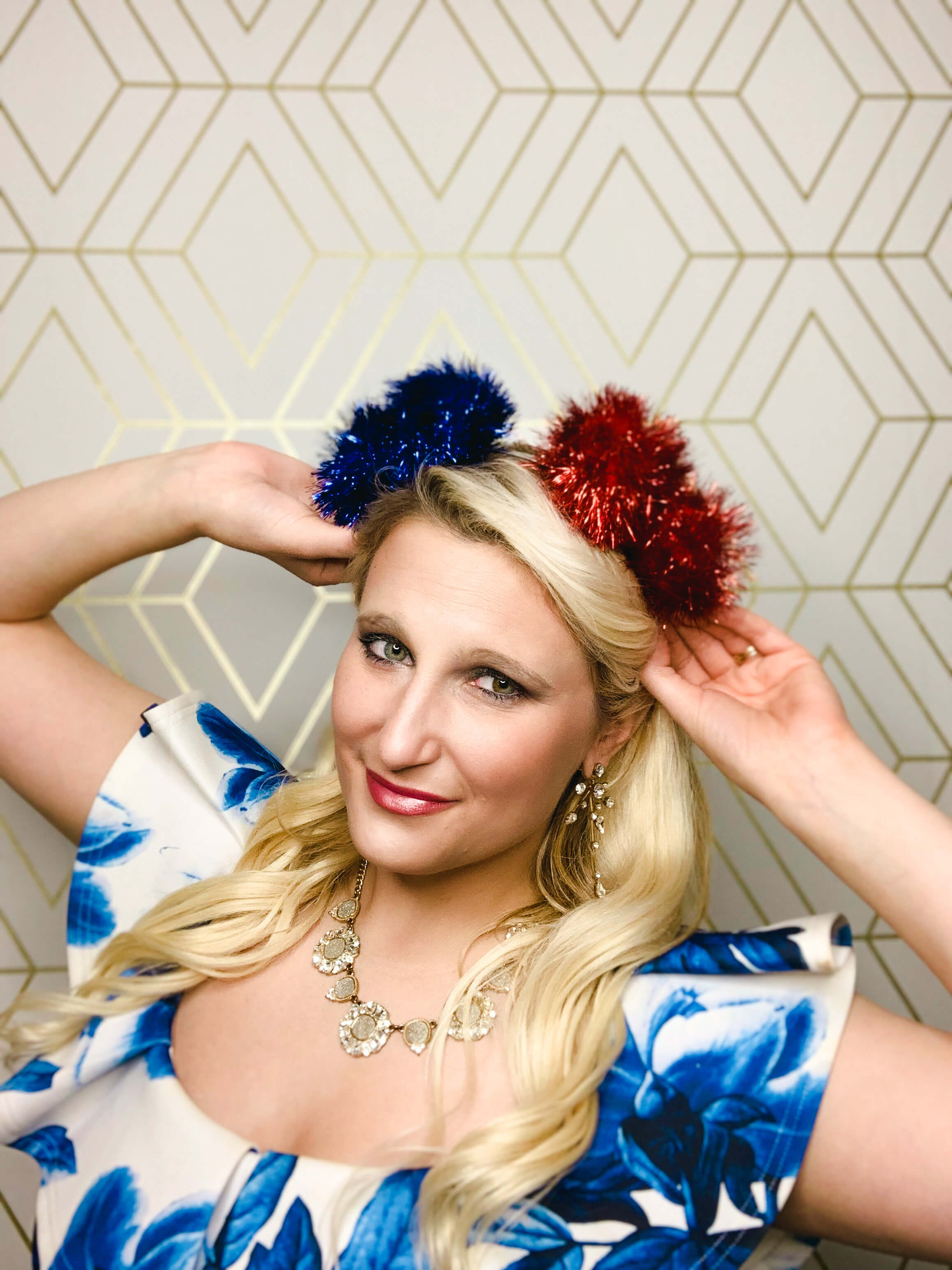 Ole Miss Red & Blue Pom-Poms - Crowned By Ellie
