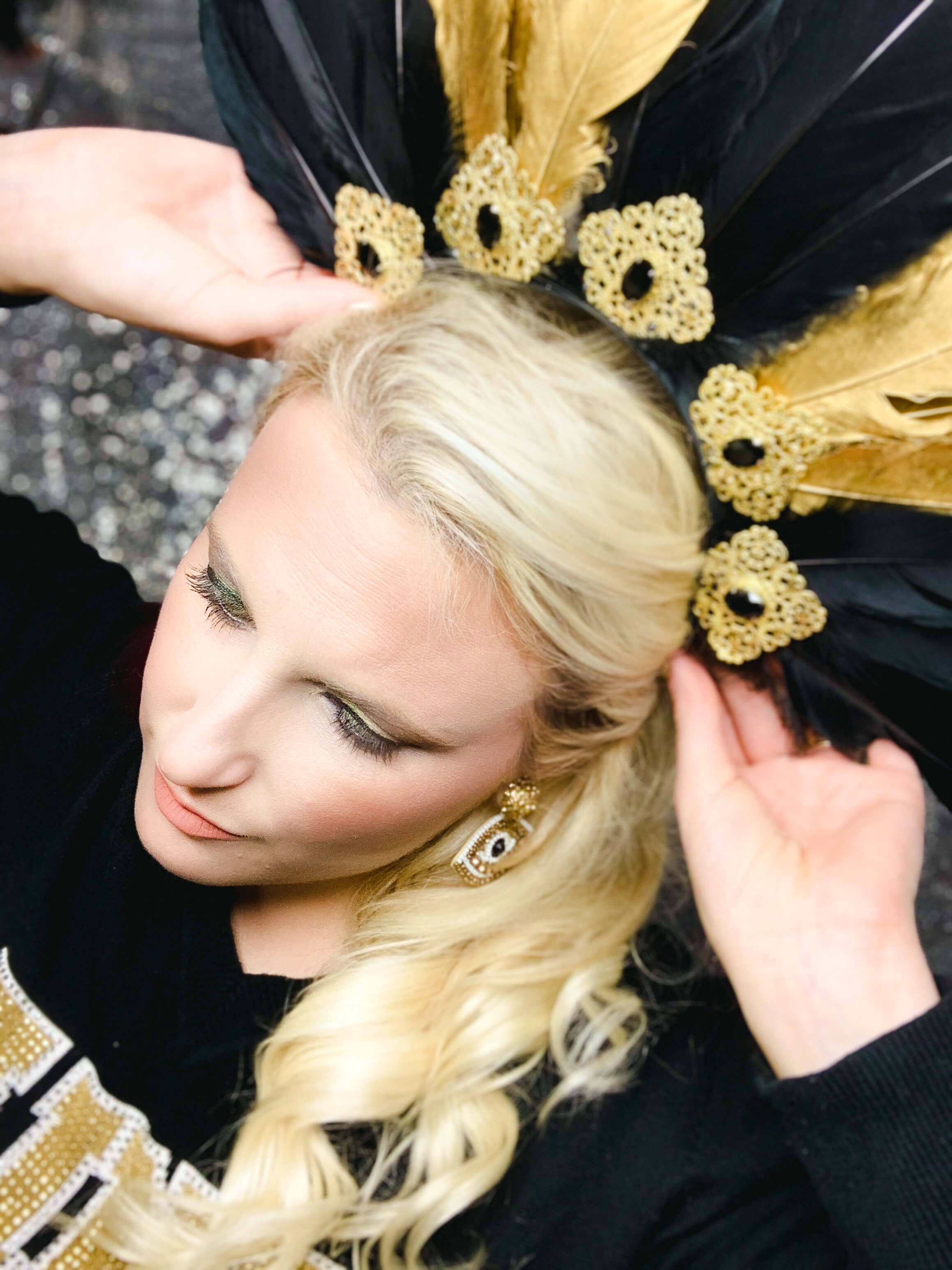 Saints Black & Gold Feather Crown - Crowned By Ellie